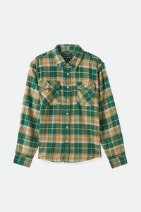BRIXTON-Bowery L/S Flannel-Washed Pine Needle/Washed Gold