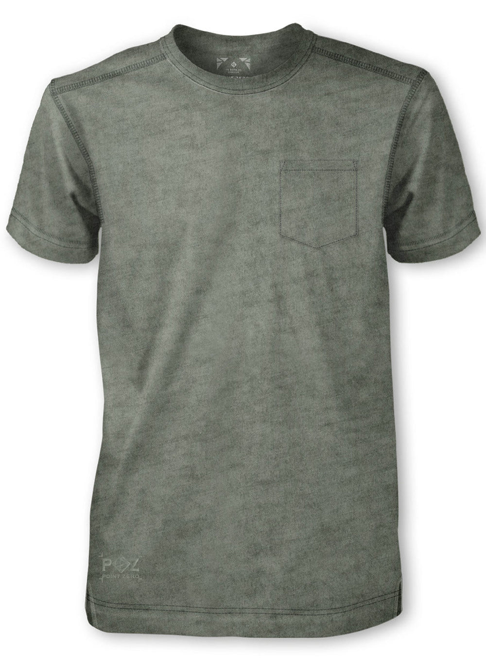 POINT ZERO-Garment dye pigment wash SS t-shirt-Light Olive