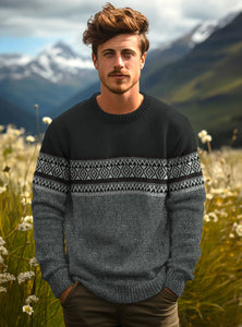 POINT ZERO-ERIC Bonded Polar Sweater-BLACK TWIST