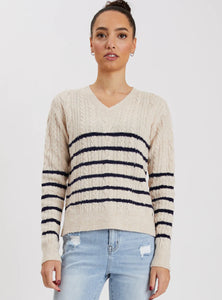 POINT ZERO-ANGELINA V-neck Sweater-SAND