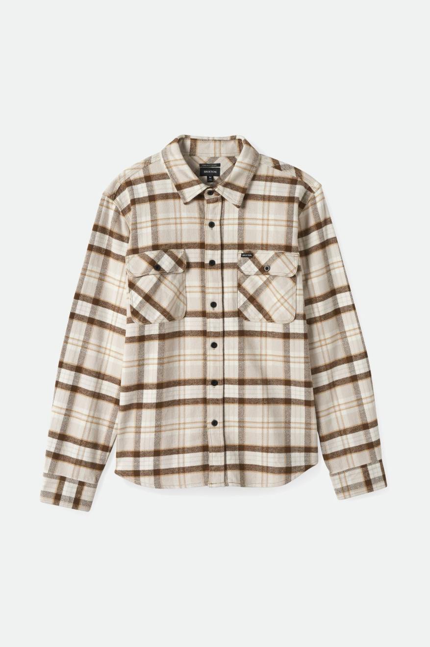 BRIXTON-Bowery Heavyweight L/S Flannel-Beige/Off White/Desert Palm