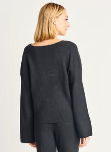 DEX-wide sleeve ribbed sweater-BLACK