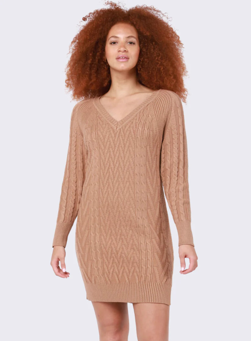 DEX-Sweater Dress-CAMEL