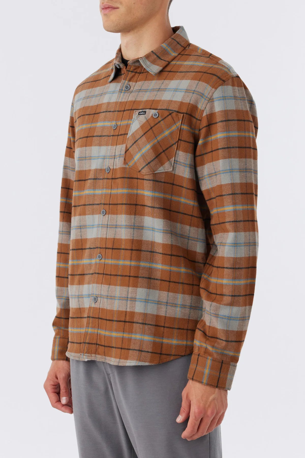 O'NEILL-Redmond Plaid Stretch Flannel-Medium Brown